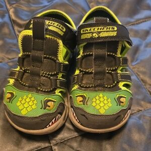 Skechers Kids Green and Black Dino Sneakers